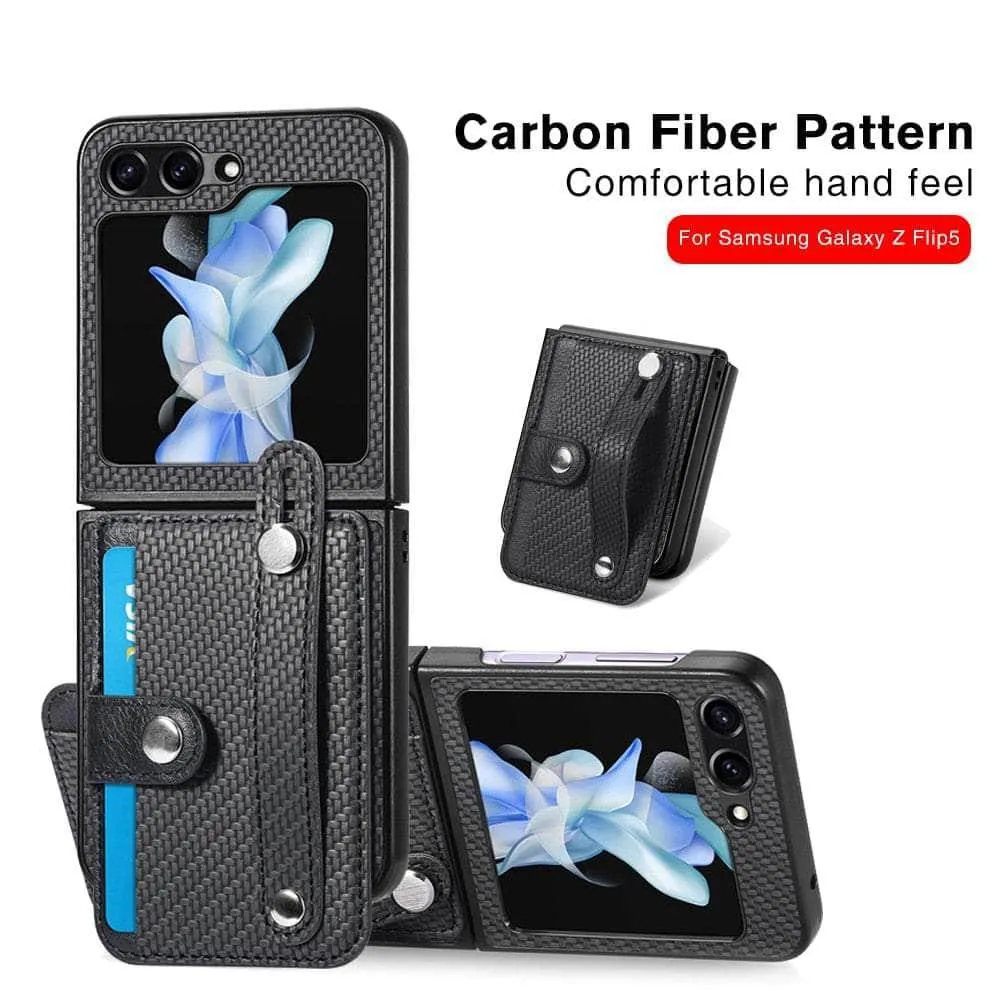 Galaxy Z Flip 5 Carbon Fiber Pattern Card Case