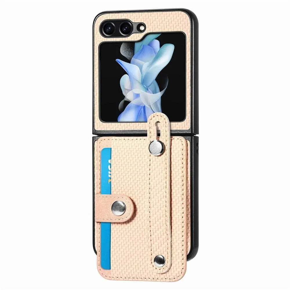 Galaxy Z Flip 5 Carbon Fiber Pattern Card Case