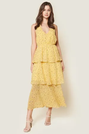 Garden Dreams Floral Print Tiered Maxi Dress