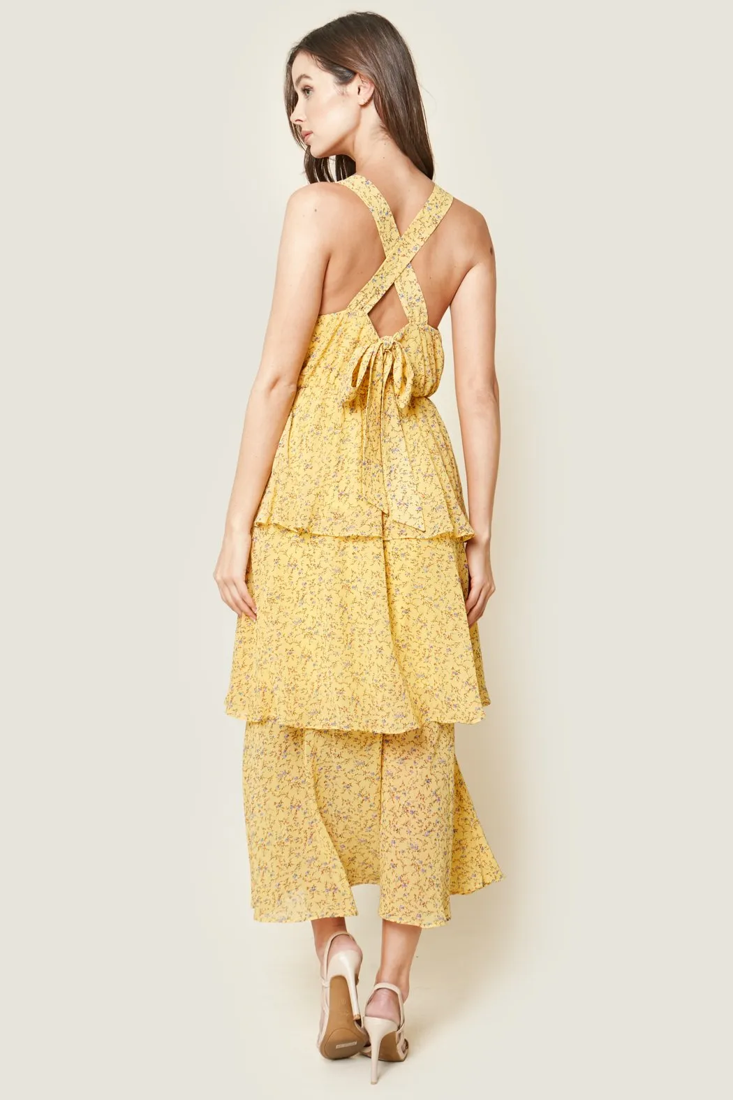 Garden Dreams Floral Print Tiered Maxi Dress