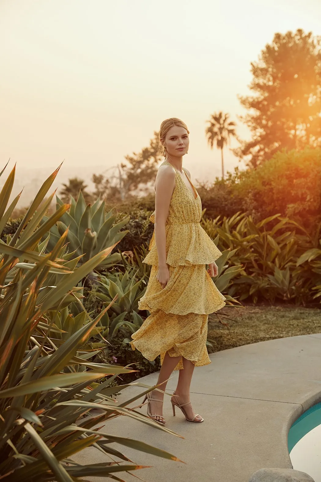 Garden Dreams Floral Print Tiered Maxi Dress