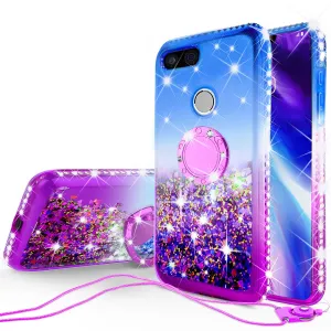 Glitter Phone Case Kickstand Compatible for Google Pixel 3 ,  Pixel 3 Case,Ring Stand Liquid Floating Quicksand Bling Sparkle Protective Girls Women for Google  Pixel 3 - (Blue Gradient)