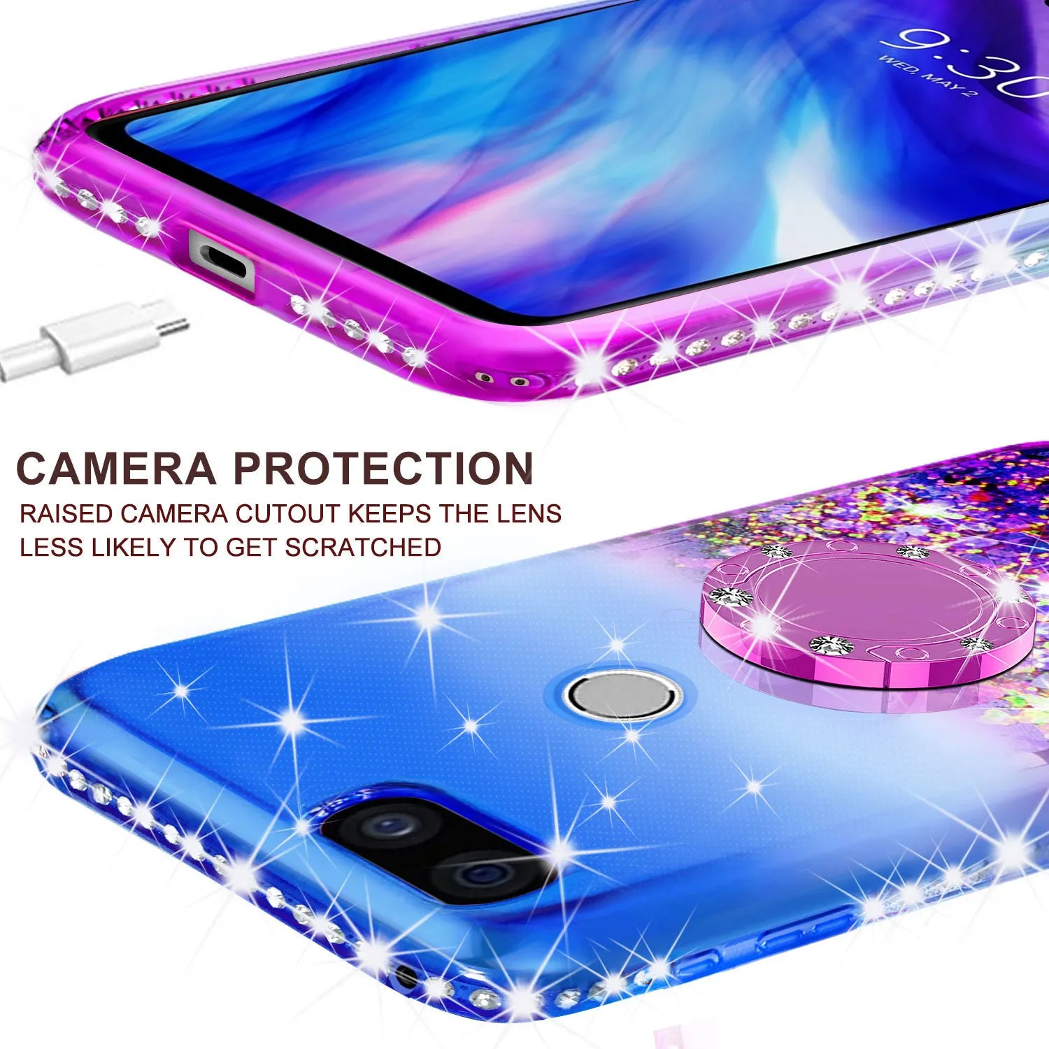 Glitter Phone Case Kickstand Compatible for Google Pixel 3 ,  Pixel 3 Case,Ring Stand Liquid Floating Quicksand Bling Sparkle Protective Girls Women for Google  Pixel 3 - (Blue Gradient)