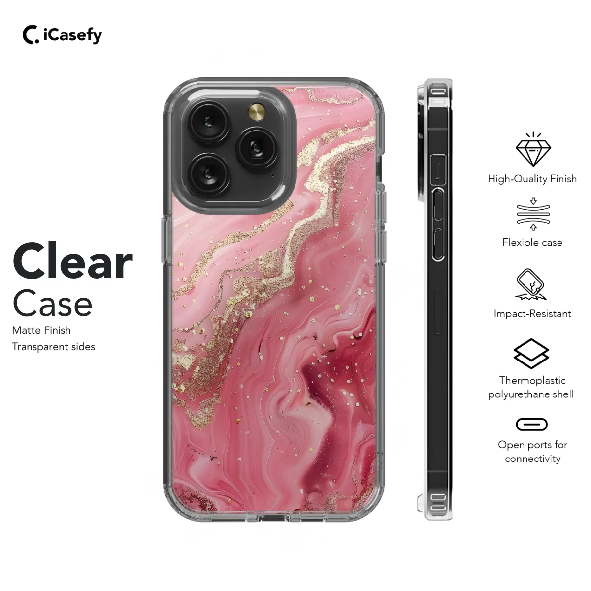 Golden Pink Marble Phone Case iPhone Samsung Pixel & More 177