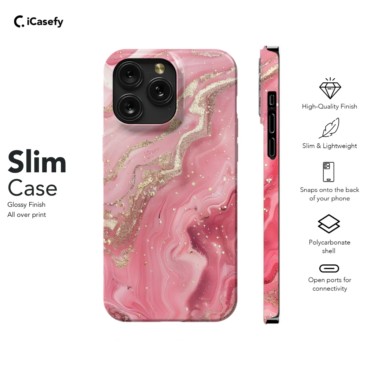 Golden Pink Marble Phone Case iPhone Samsung Pixel & More 177