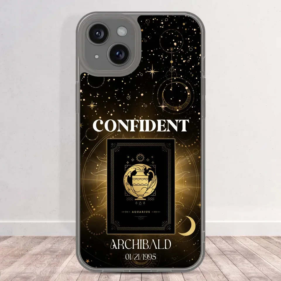 Golden Strength Zodiac - Custom Zodiac - Personalized Gifts For Him - Clear Phone Case