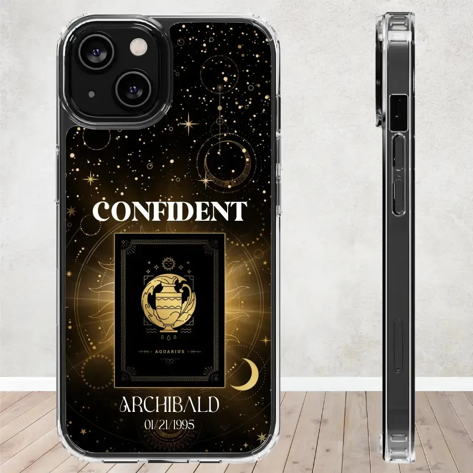 Golden Strength Zodiac - Custom Zodiac - Personalized Gifts For Him - Clear Phone Case