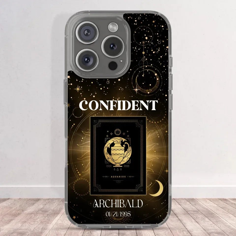 Golden Strength Zodiac - Custom Zodiac - Personalized Gifts For Him - Clear Phone Case