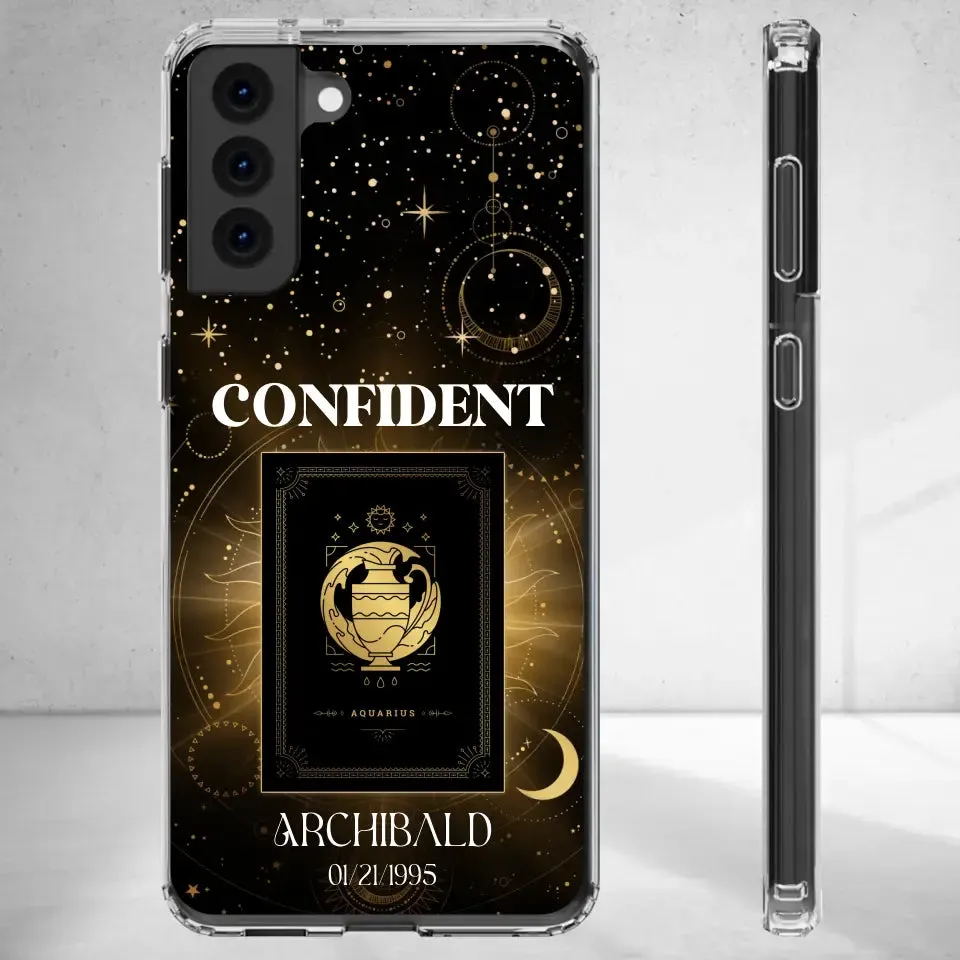 Golden Strength Zodiac - Custom Zodiac - Personalized Gifts For Him - Clear Phone Case