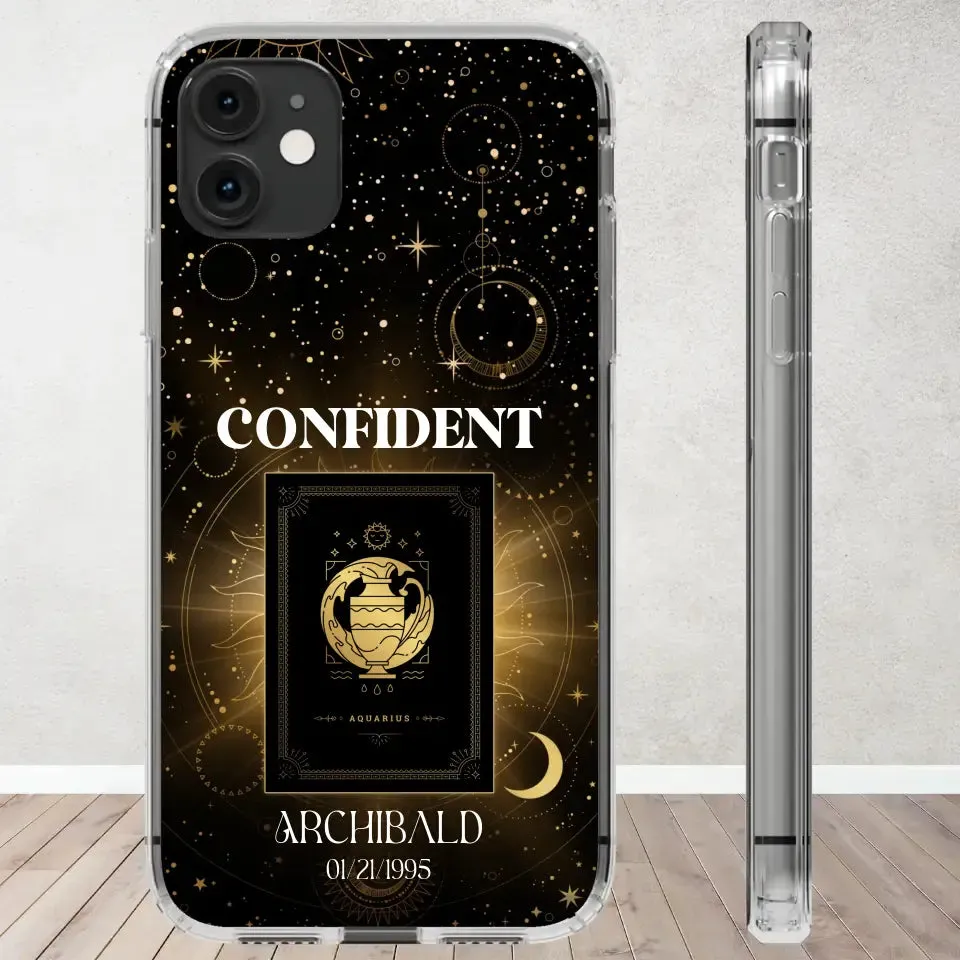 Golden Strength Zodiac - Custom Zodiac - Personalized Gifts For Him - Clear Phone Case