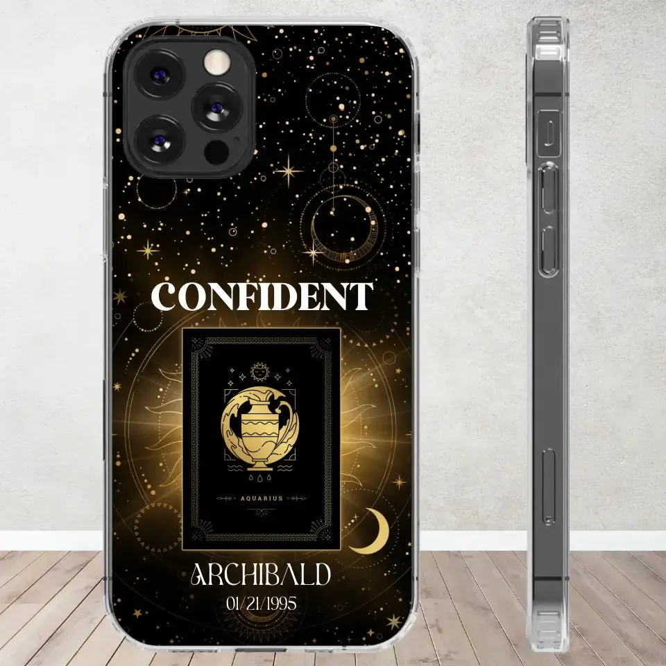 Golden Strength Zodiac - Custom Zodiac - Personalized Gifts For Him - Clear Phone Case