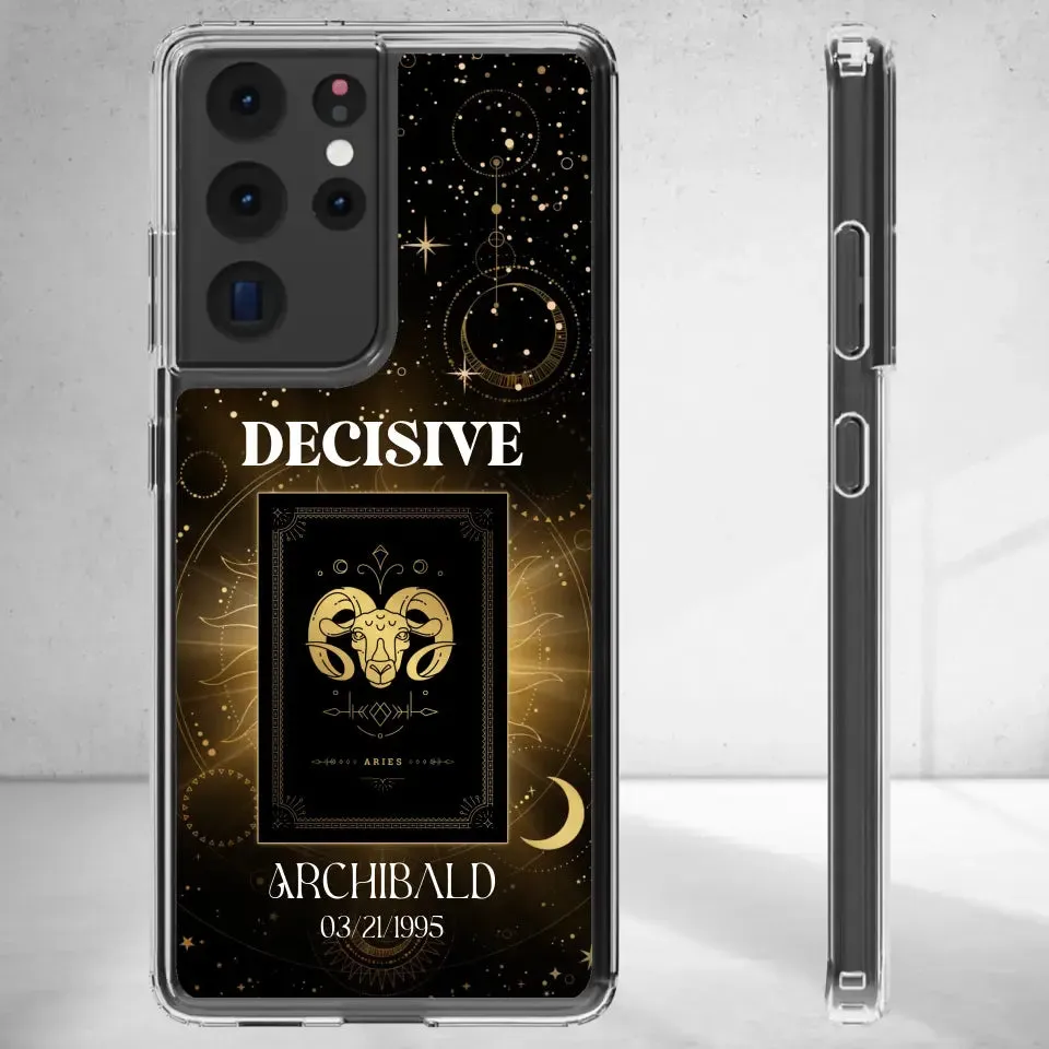 Golden Strength Zodiac - Custom Zodiac - Personalized Gifts For Him - Clear Phone Case