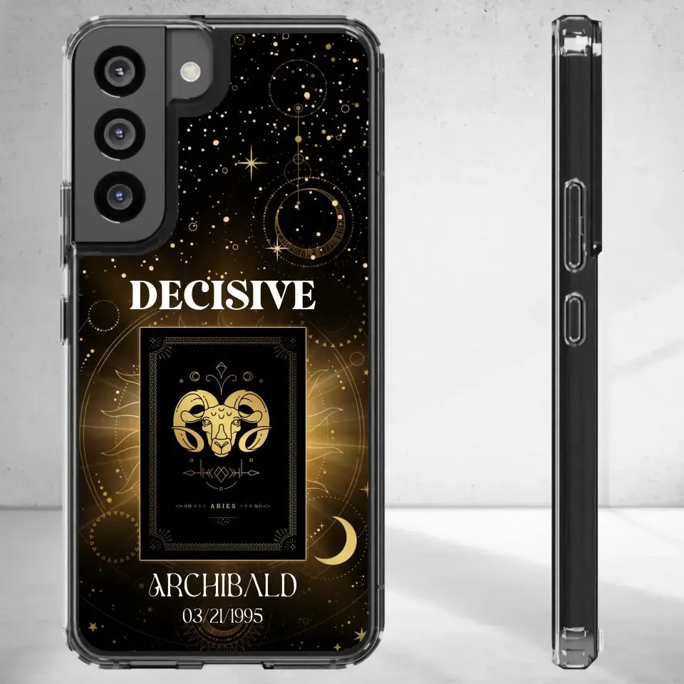 Golden Strength Zodiac - Custom Zodiac - Personalized Gifts For Him - Clear Phone Case