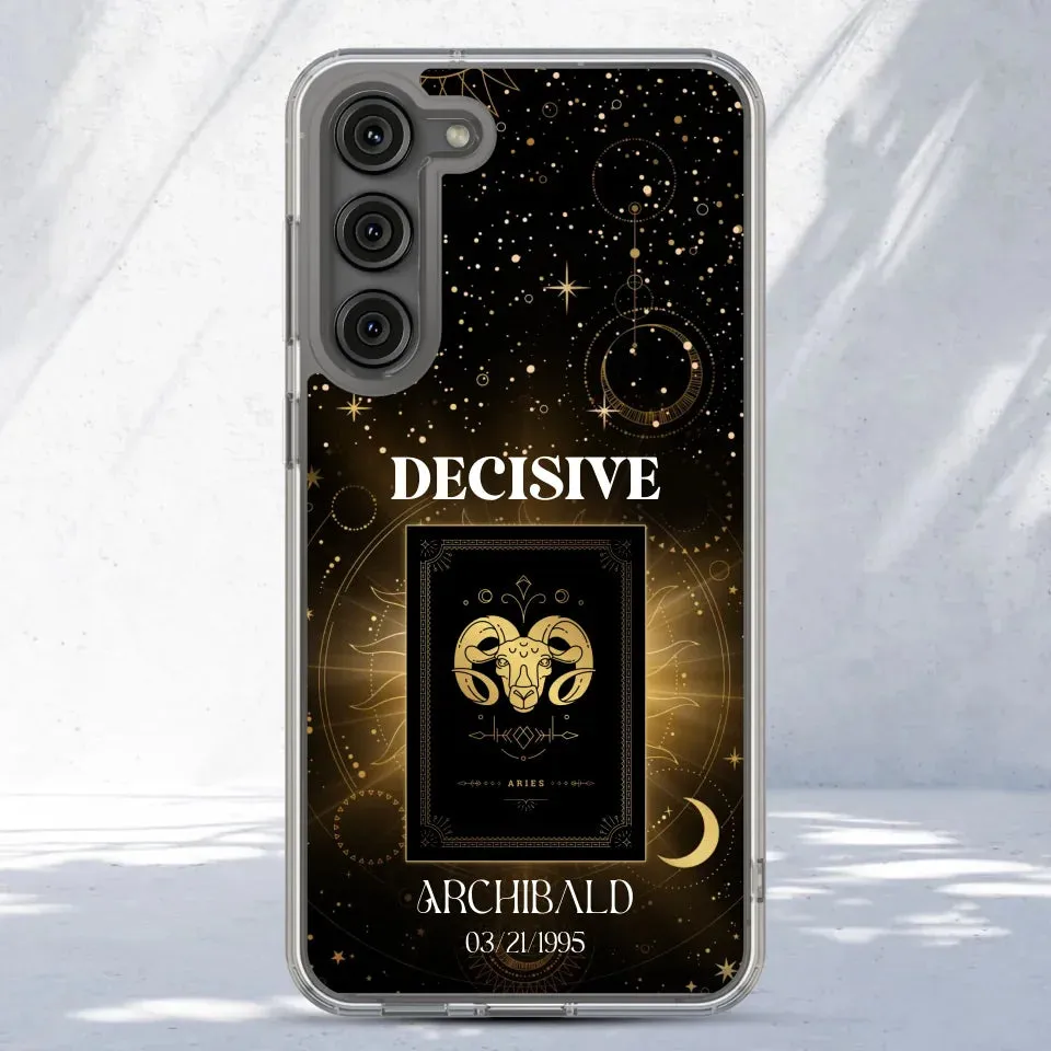 Golden Strength Zodiac - Custom Zodiac - Personalized Gifts For Him - Clear Phone Case