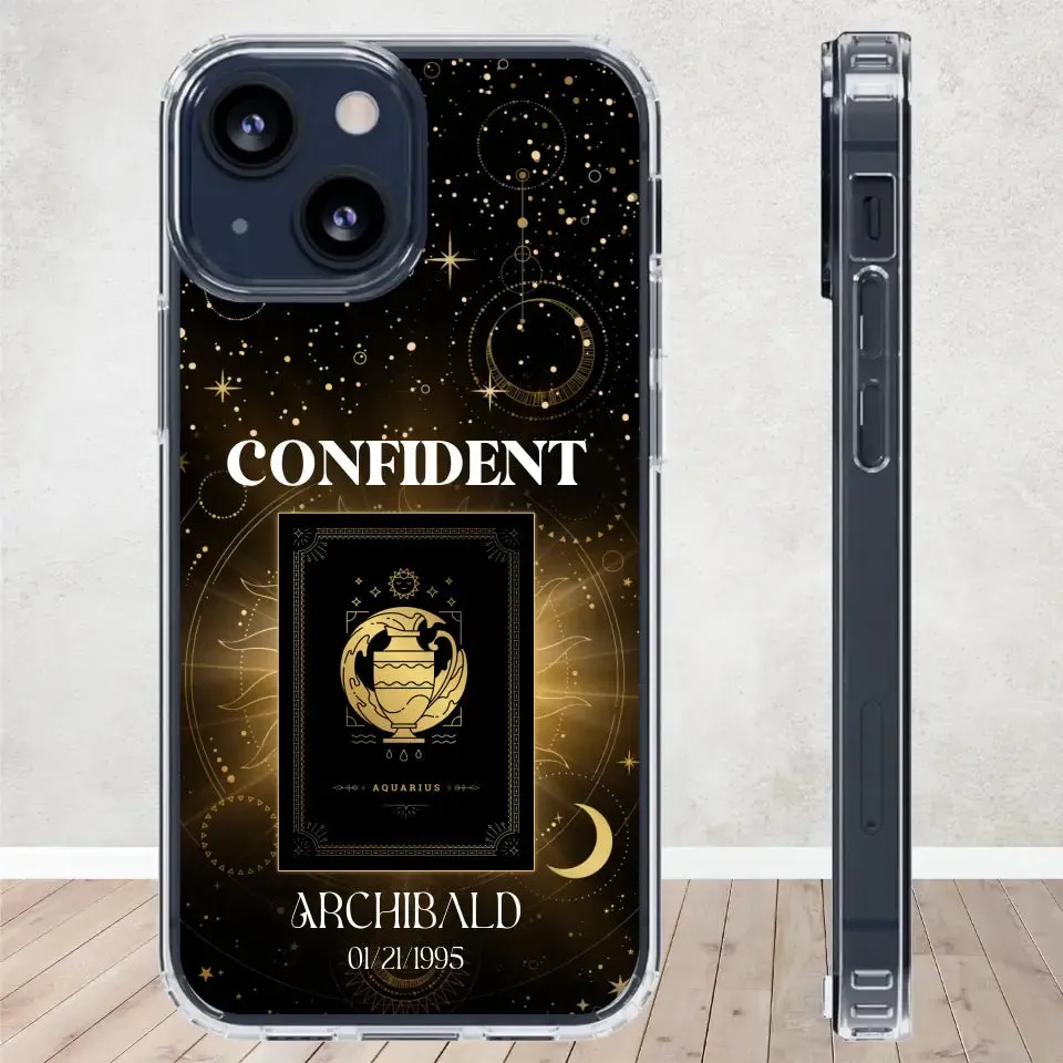 Golden Strength Zodiac - Custom Zodiac - Personalized Gifts For Him - Clear Phone Case