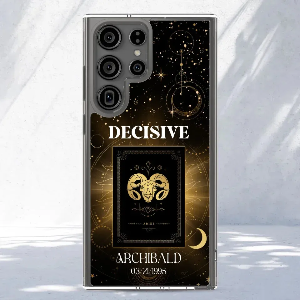 Golden Strength Zodiac - Custom Zodiac - Personalized Gifts For Him - Clear Phone Case