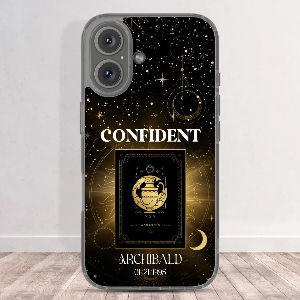 Golden Strength Zodiac - Custom Zodiac - Personalized Gifts For Him - Clear Phone Case