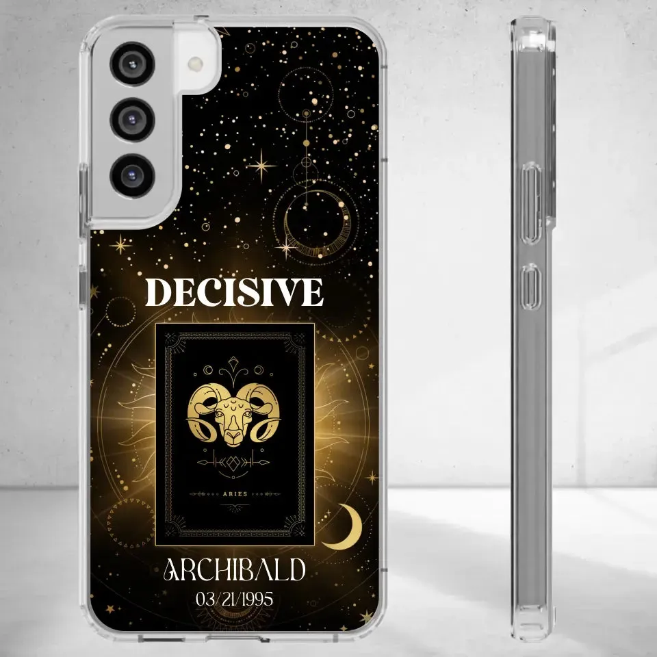 Golden Strength Zodiac - Custom Zodiac - Personalized Gifts For Him - Clear Phone Case