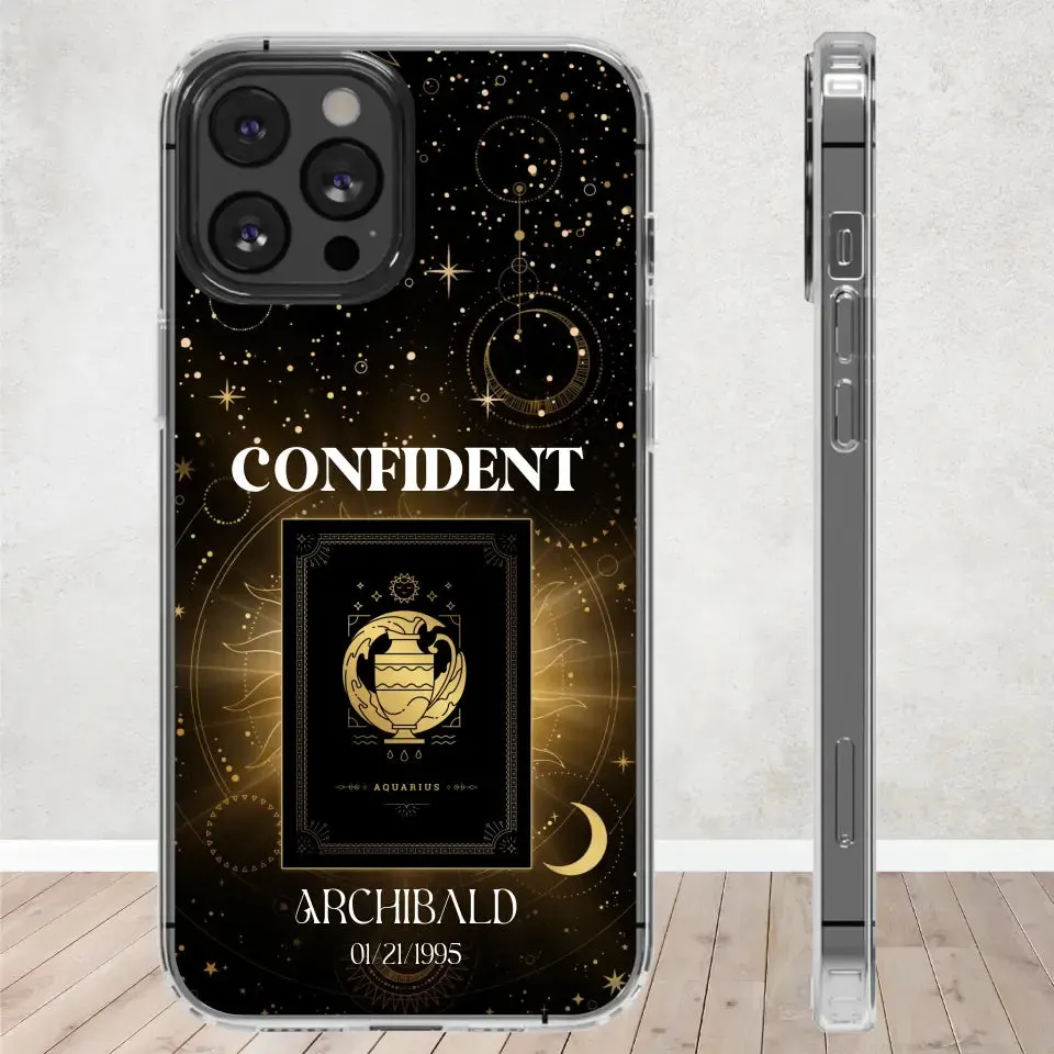 Golden Strength Zodiac - Custom Zodiac - Personalized Gifts For Him - Clear Phone Case