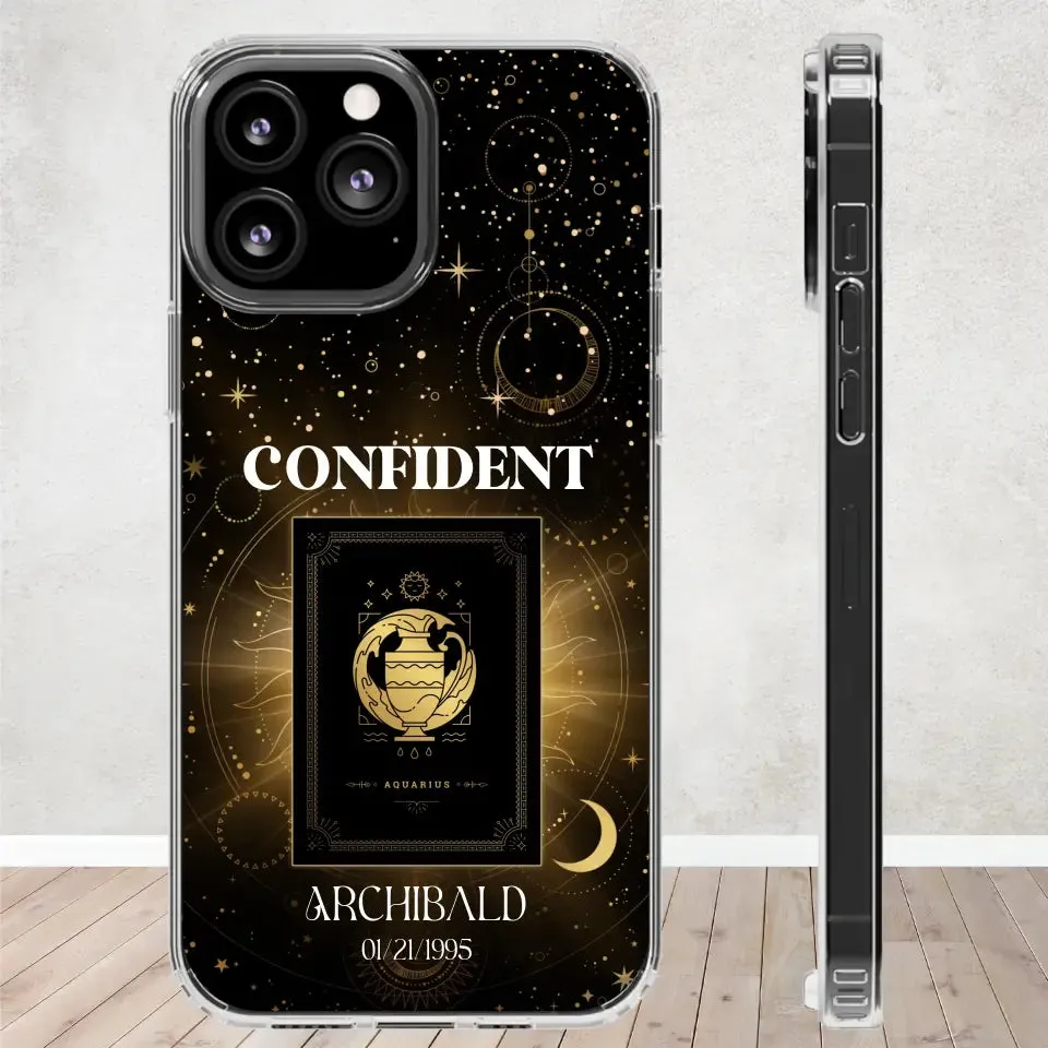 Golden Strength Zodiac - Custom Zodiac - Personalized Gifts For Him - Clear Phone Case