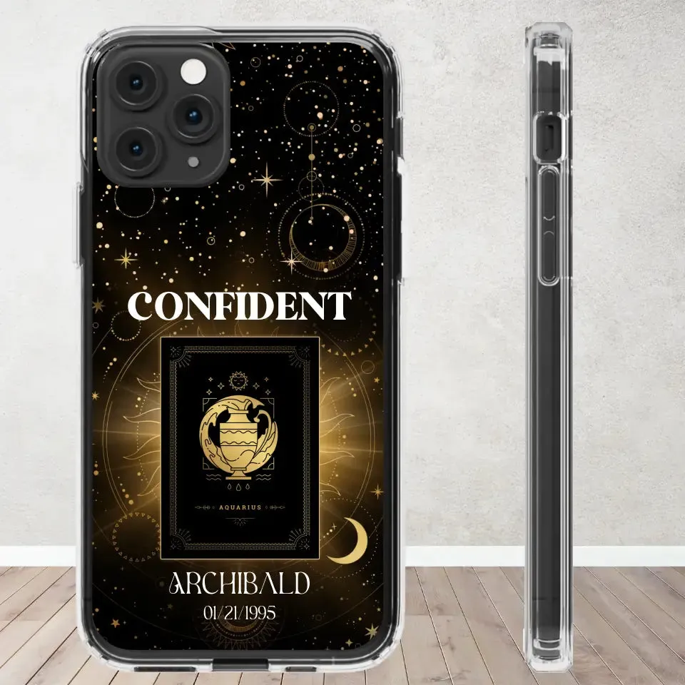 Golden Strength Zodiac - Custom Zodiac - Personalized Gifts For Him - Clear Phone Case