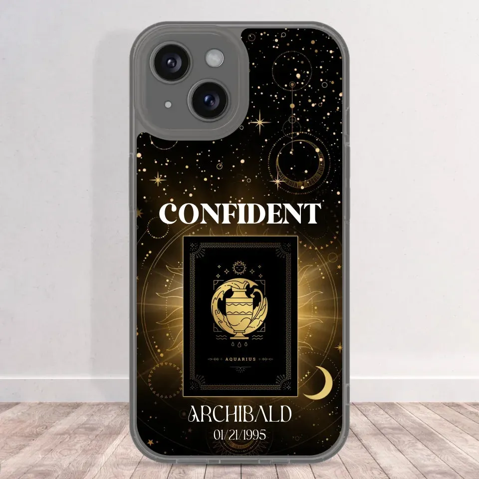 Golden Strength Zodiac - Custom Zodiac - Personalized Gifts For Him - Clear Phone Case