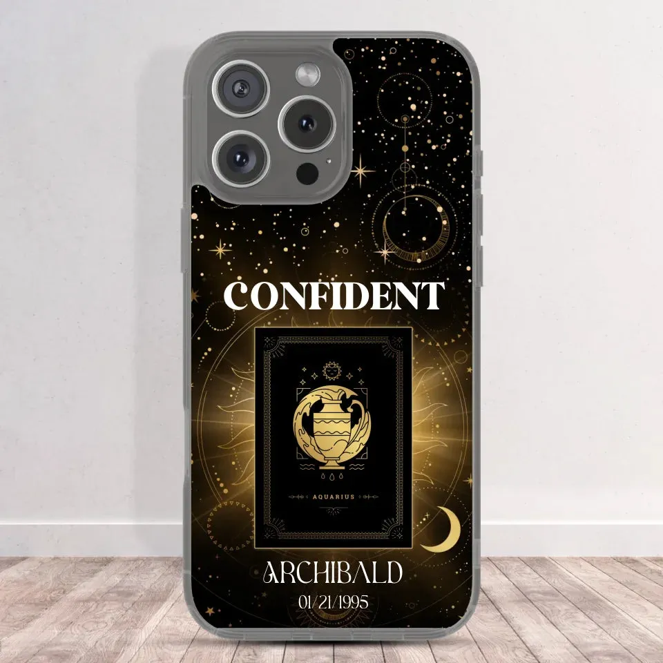 Golden Strength Zodiac - Custom Zodiac - Personalized Gifts For Him - Clear Phone Case