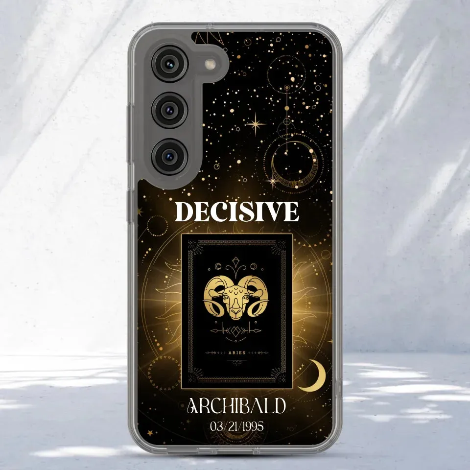 Golden Strength Zodiac - Custom Zodiac - Personalized Gifts For Him - Clear Phone Case