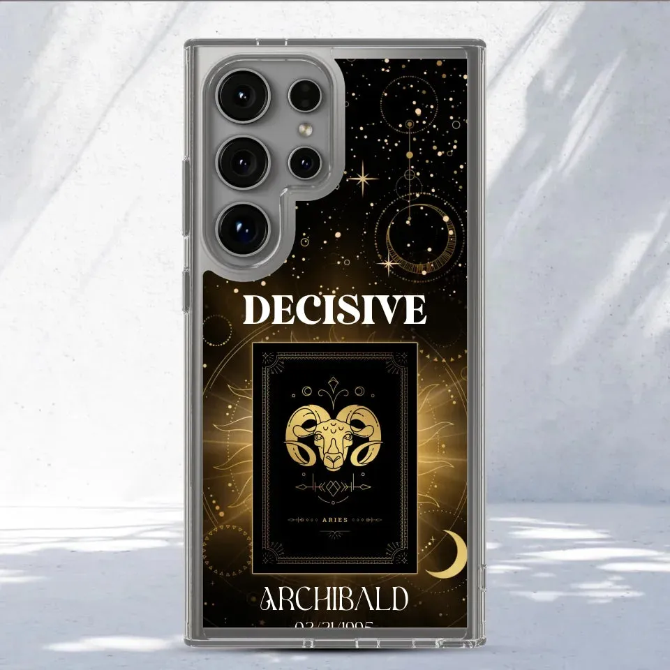 Golden Strength Zodiac - Custom Zodiac - Personalized Gifts For Him - Clear Phone Case