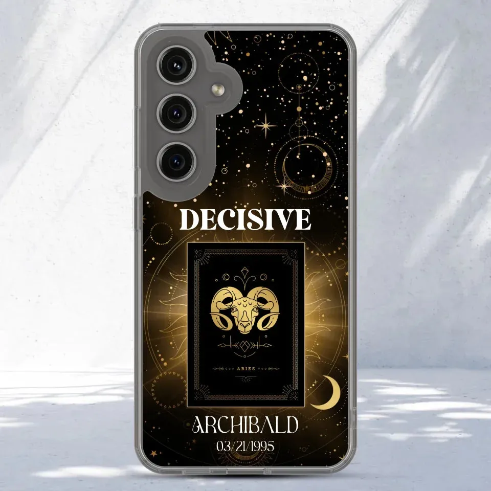 Golden Strength Zodiac - Custom Zodiac - Personalized Gifts For Him - Clear Phone Case