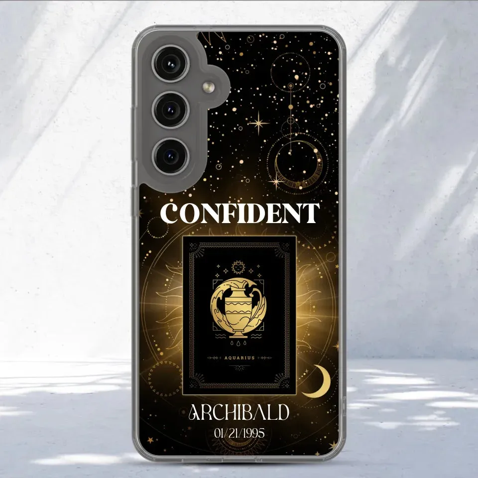 Golden Strength Zodiac - Custom Zodiac - Personalized Gifts For Him - Clear Phone Case