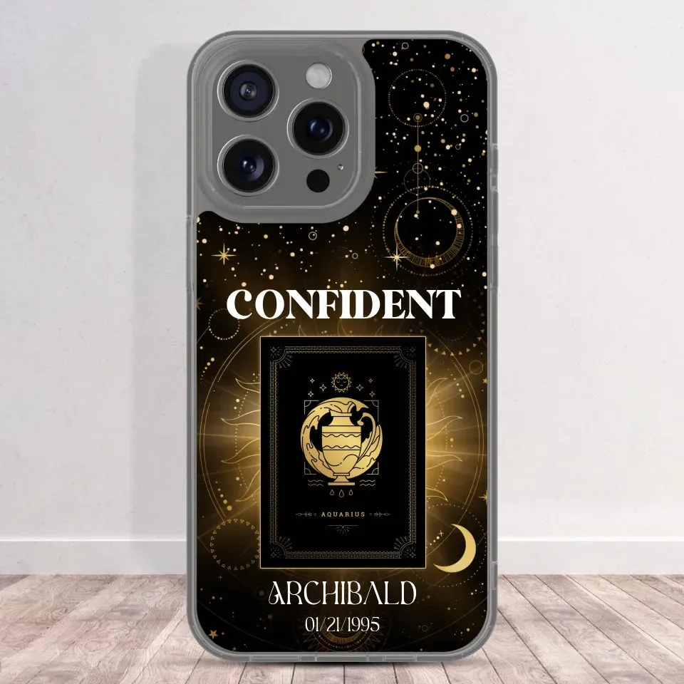 Golden Strength Zodiac - Custom Zodiac - Personalized Gifts For Him - Clear Phone Case