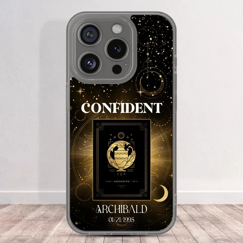 Golden Strength Zodiac - Custom Zodiac - Personalized Gifts For Him - Clear Phone Case