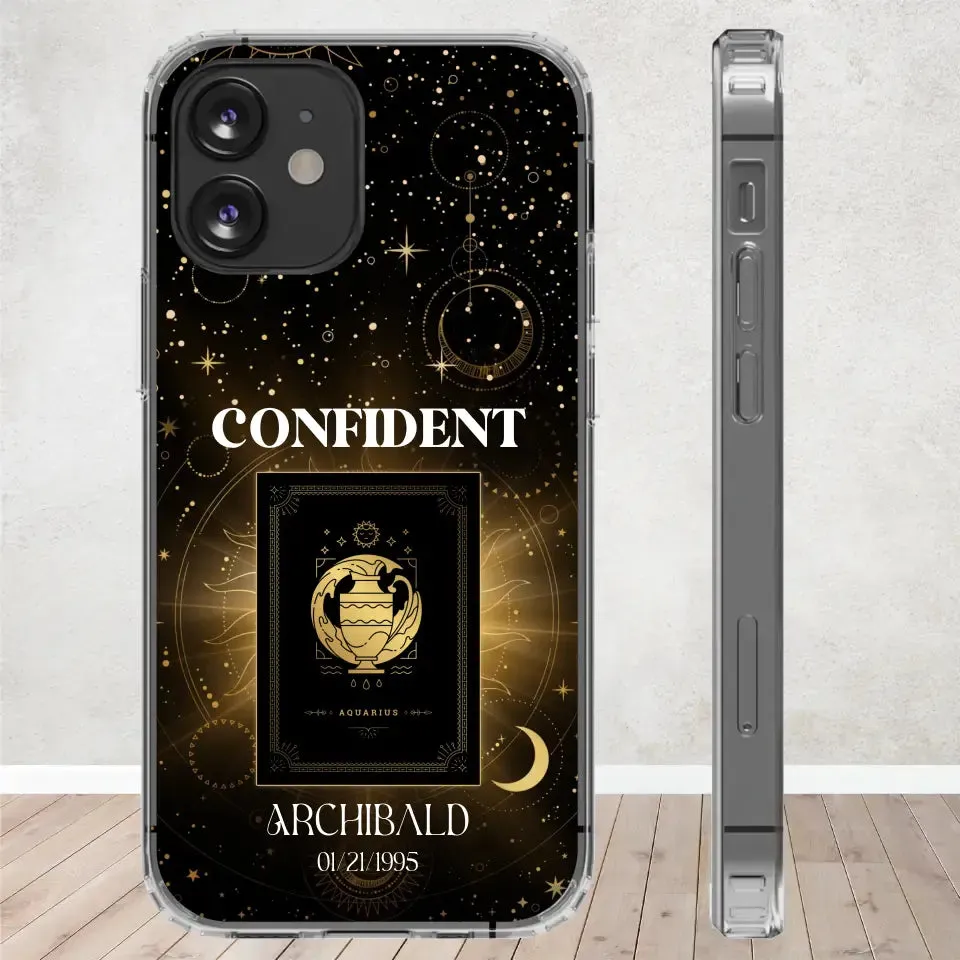 Golden Strength Zodiac - Custom Zodiac - Personalized Gifts For Him - Clear Phone Case