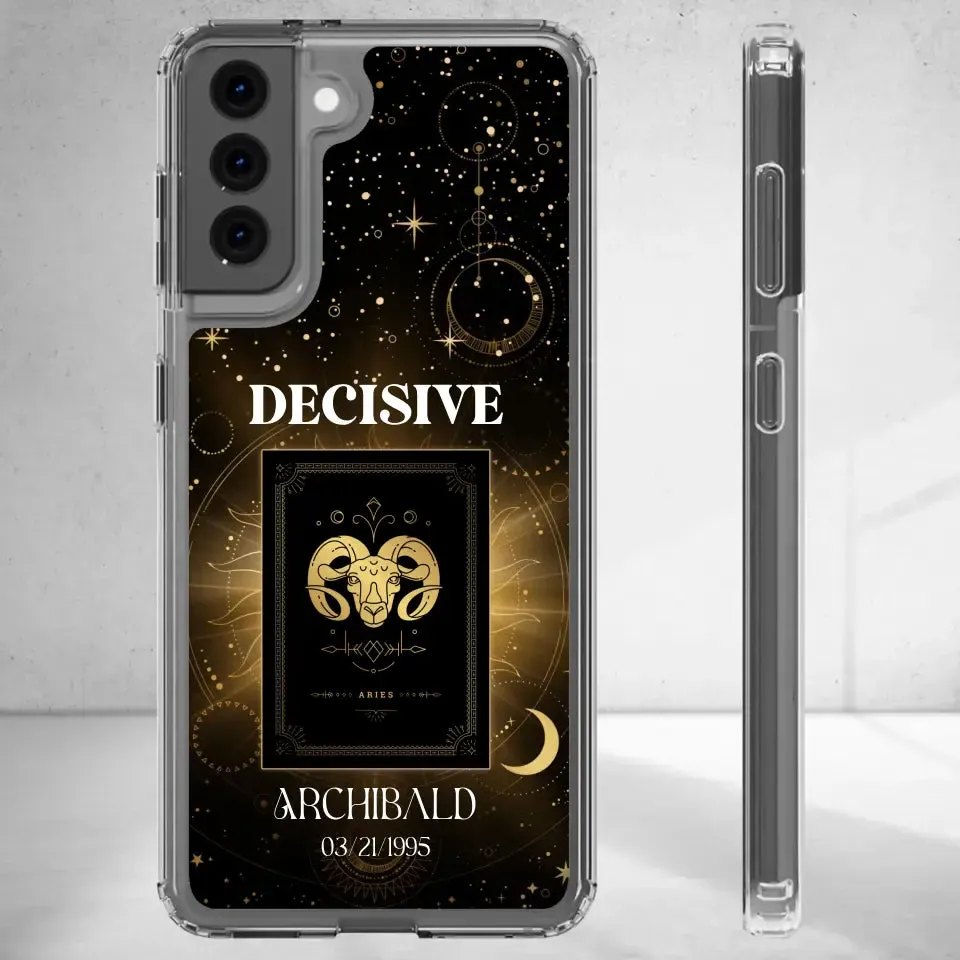 Golden Strength Zodiac - Custom Zodiac - Personalized Gifts For Him - Clear Phone Case
