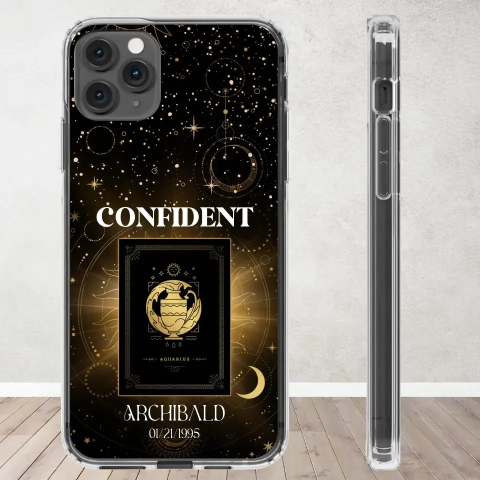 Golden Strength Zodiac - Custom Zodiac - Personalized Gifts For Him - Clear Phone Case