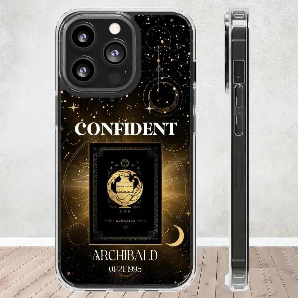 Golden Strength Zodiac - Custom Zodiac - Personalized Gifts For Him - Clear Phone Case