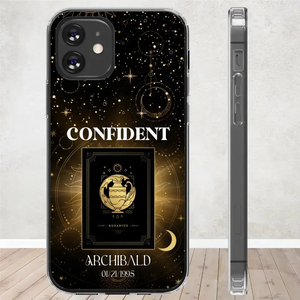 Golden Strength Zodiac - Custom Zodiac - Personalized Gifts For Him - Clear Phone Case