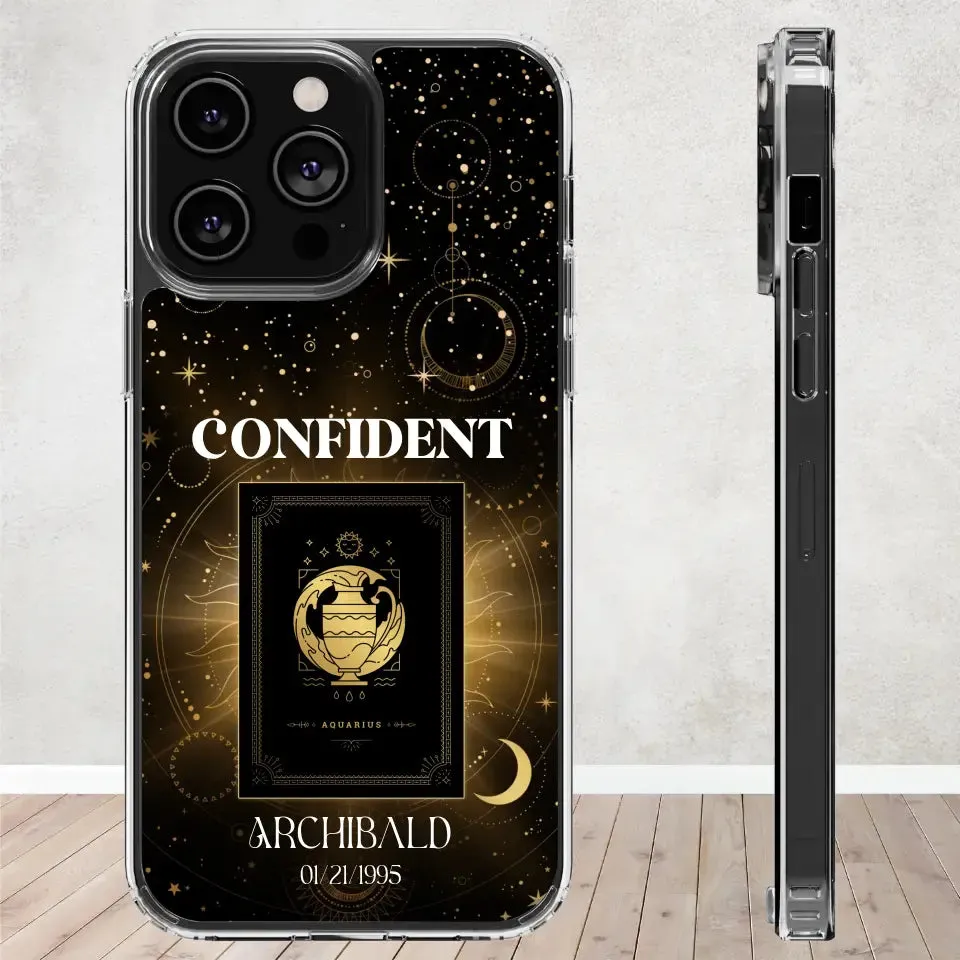 Golden Strength Zodiac - Custom Zodiac - Personalized Gifts For Him - Clear Phone Case