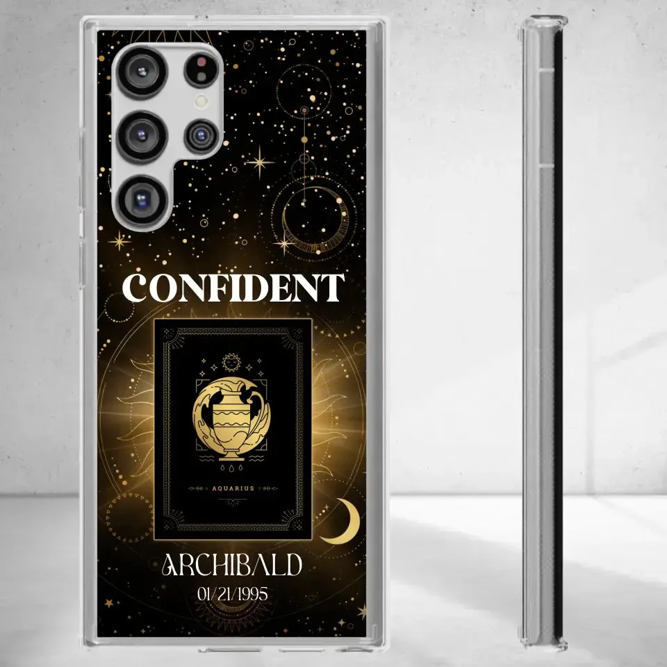 Golden Strength Zodiac - Custom Zodiac - Personalized Gifts For Him - Clear Phone Case