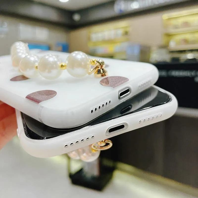 Gorgeous Transparent Flower Phone Case Holder Wrist Band Soft Cover