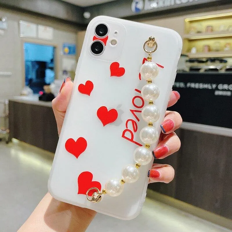 Gorgeous Transparent Flower Phone Case Holder Wrist Band Soft Cover