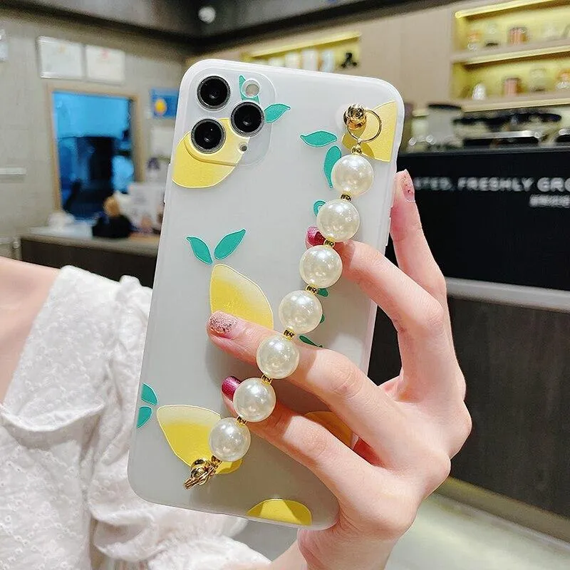 Gorgeous Transparent Flower Phone Case Holder Wrist Band Soft Cover