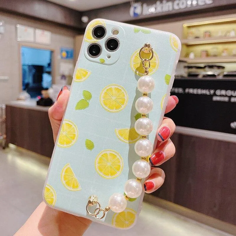Gorgeous Transparent Flower Phone Case Holder Wrist Band Soft Cover