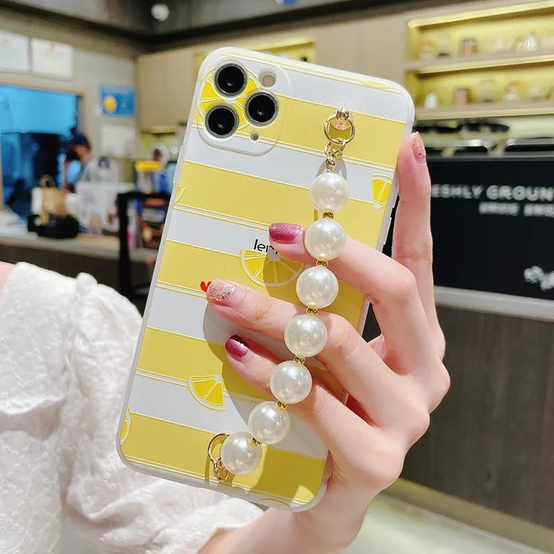 Gorgeous Transparent Flower Phone Case Holder Wrist Band Soft Cover