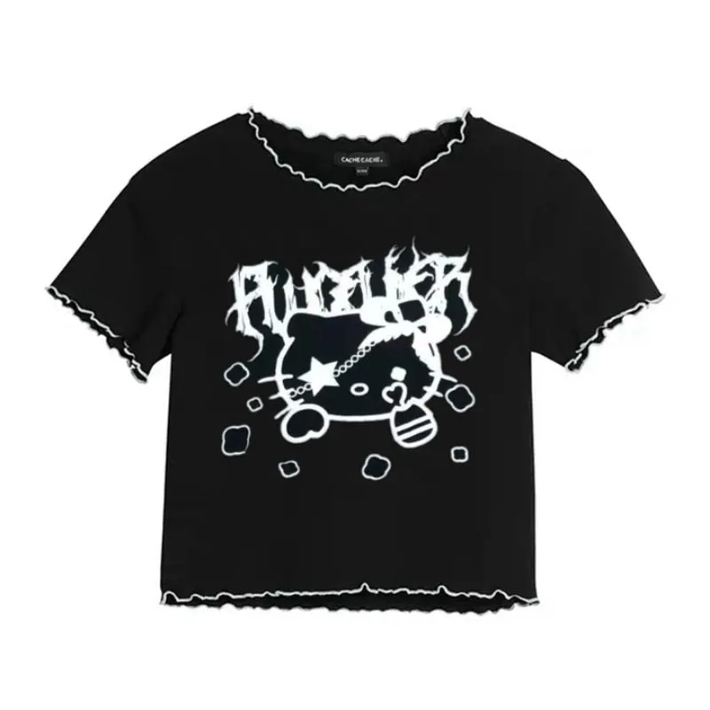 Goth Metal Kitty Crop Top