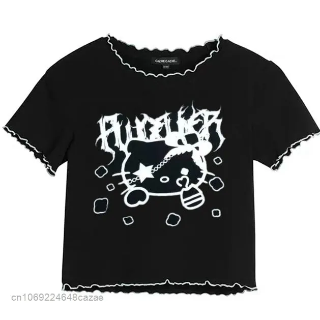 Goth Metal Kitty Crop Top