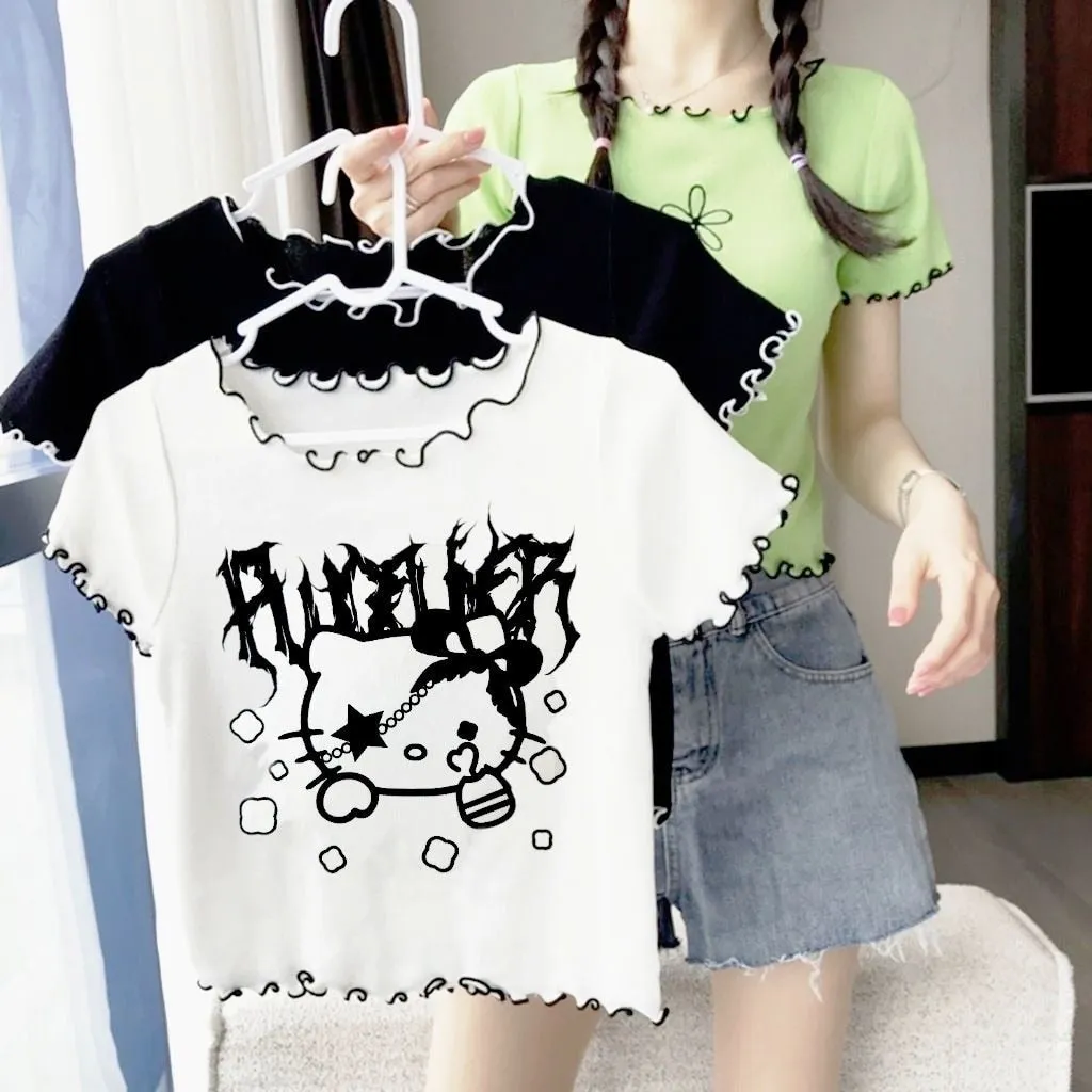 Goth Metal Kitty Crop Top