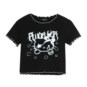 Goth Metal Kitty Crop Top