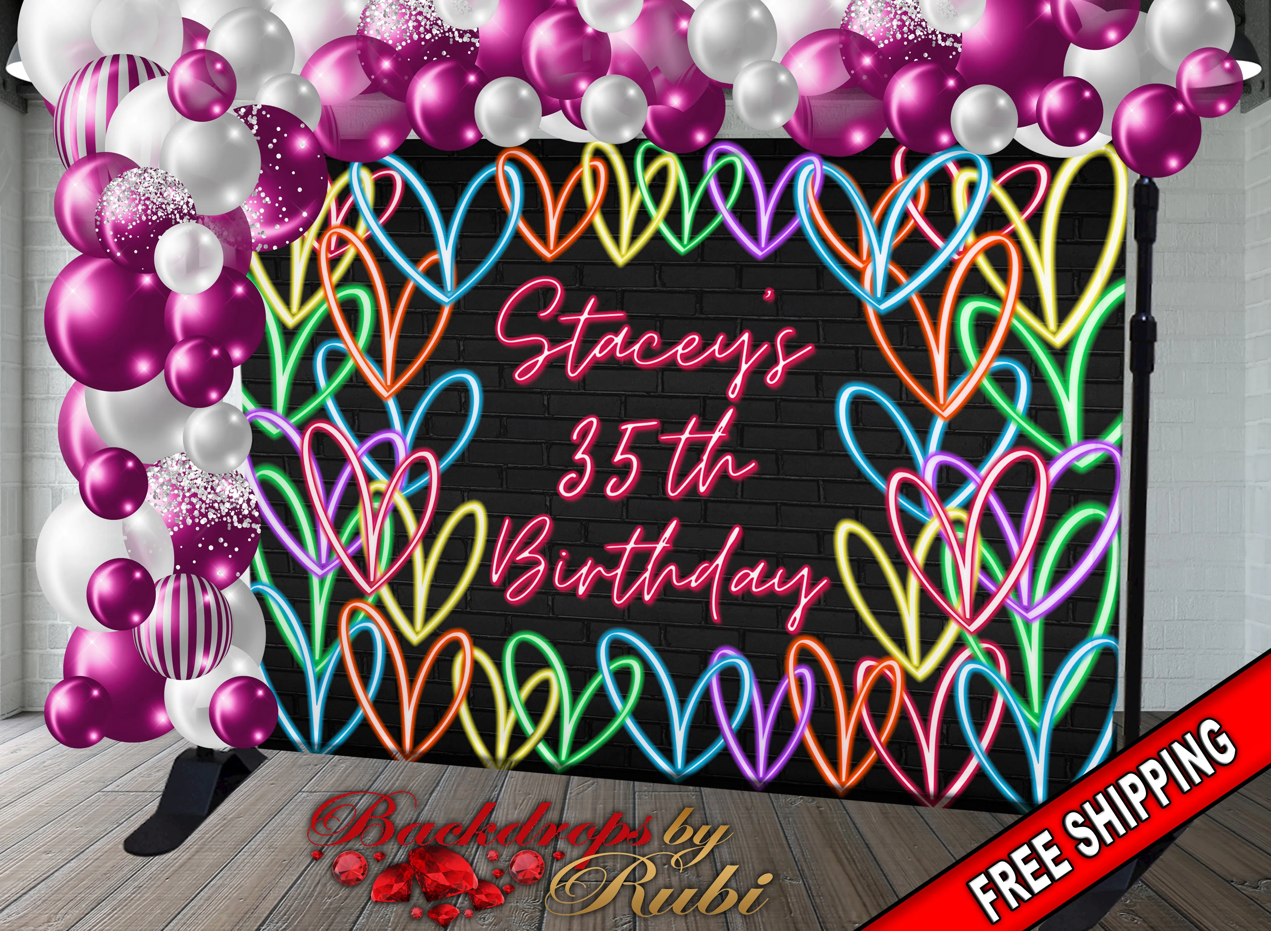 Graffiti Backdrop, Graffiti Banner, 80's 90's Hip Hop Rock Party Backdrop, Graffiti Hearts Backdrop, 90s Party Studio Props, Neon backdrop